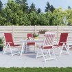 Cojín silla de jardín respaldo alto 4 uds tela rojo 120x50x3 cm