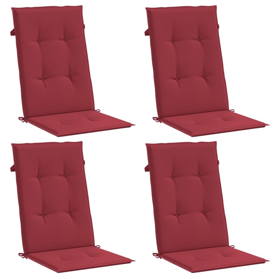 Cojín silla de jardín respaldo alto 4 uds tela rojo 120x50x3