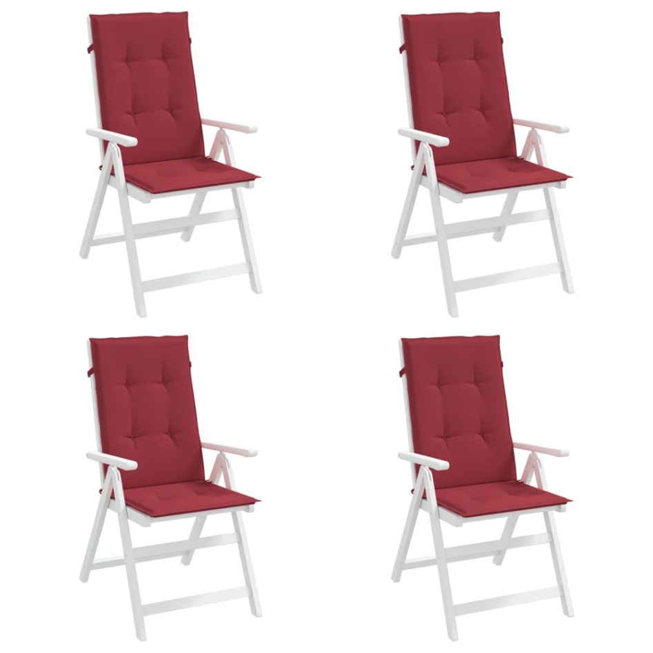 Cojín silla de jardín respaldo alto 4 uds tela rojo 120x50x3