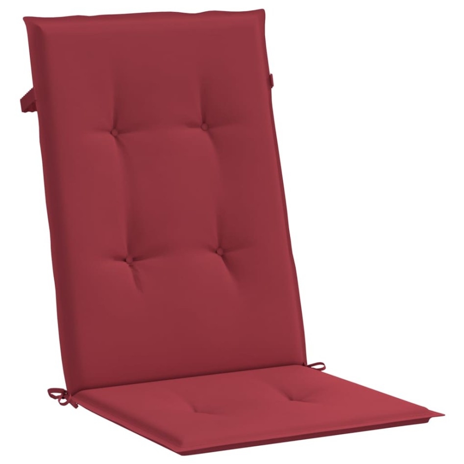Cojín silla de jardín respaldo alto 4 uds tela rojo 120x50x3