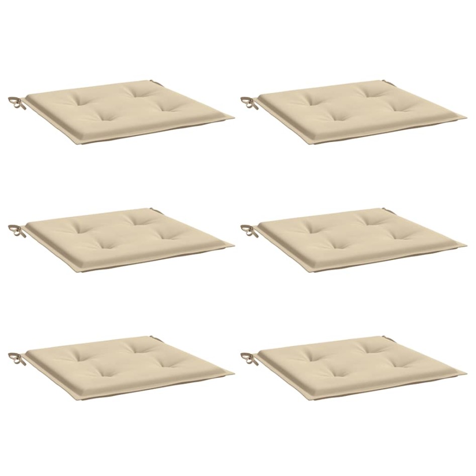 Cojines de silla de jardín 6 uds tela Oxford beige 50x50x3