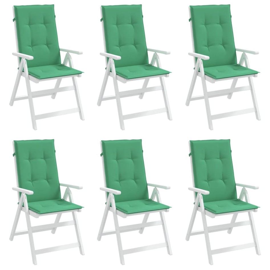 Cojín silla de jardín respaldo alto 6 uds tela verde