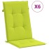 Cojín silla de jardín respaldo alto 6 uds tela verde