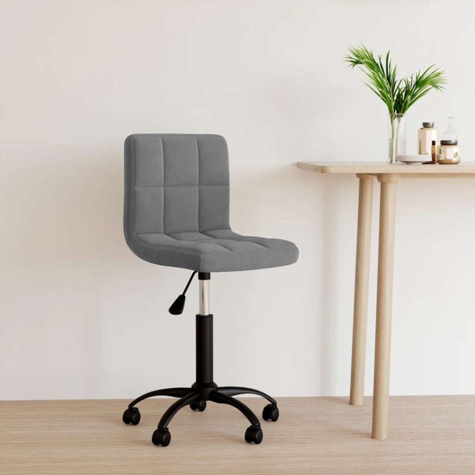 Silla de oficina giratoria de terciopelo gris