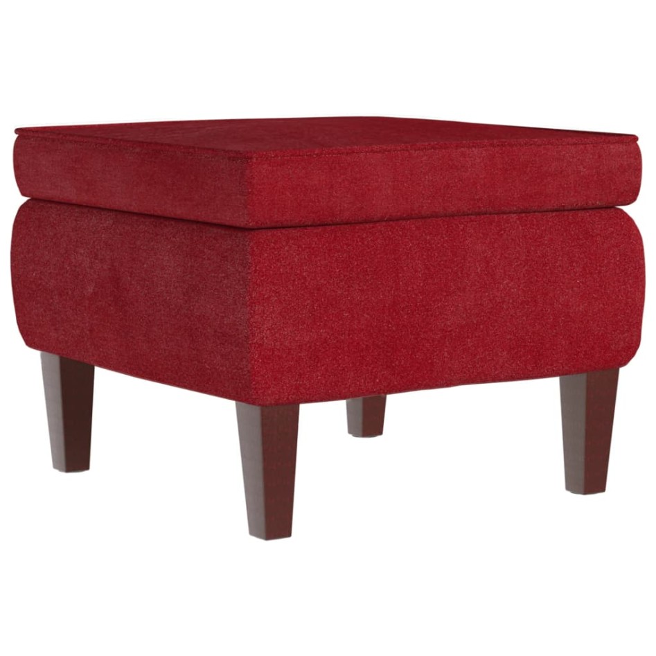 Taburete con patas de madera terciopelo rojo
