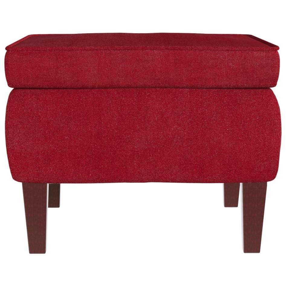 Taburete con patas de madera terciopelo rojo