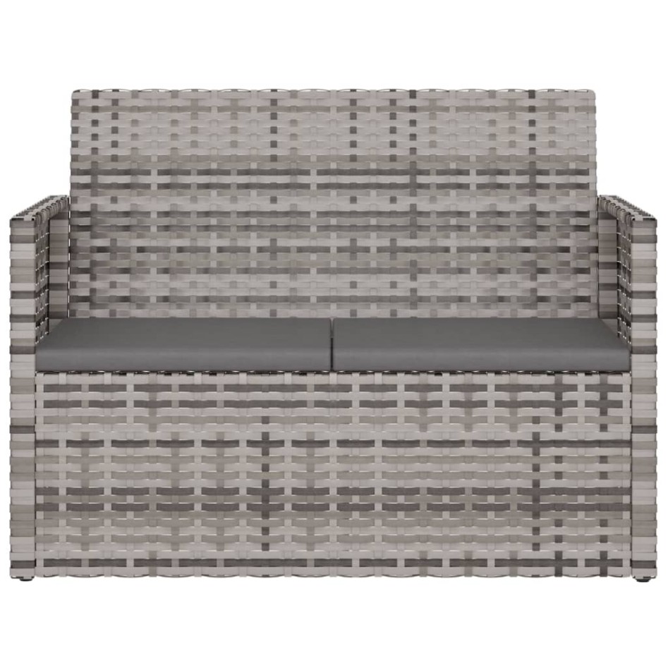 Banco de jardín con cojines ratán sintético gris 105