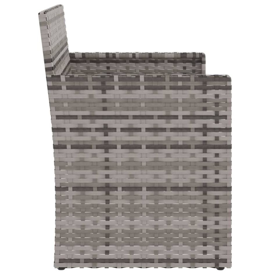 Banco de jardín con cojines ratán sintético gris 105