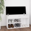 Banco zapatero con cojín madera ingeniería blanco 80x30x47 cm