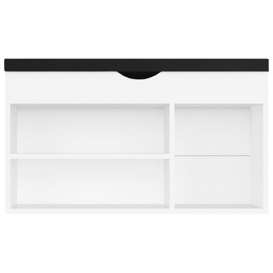 Banco zapatero con cojín madera ingeniería blanco 80x30x47