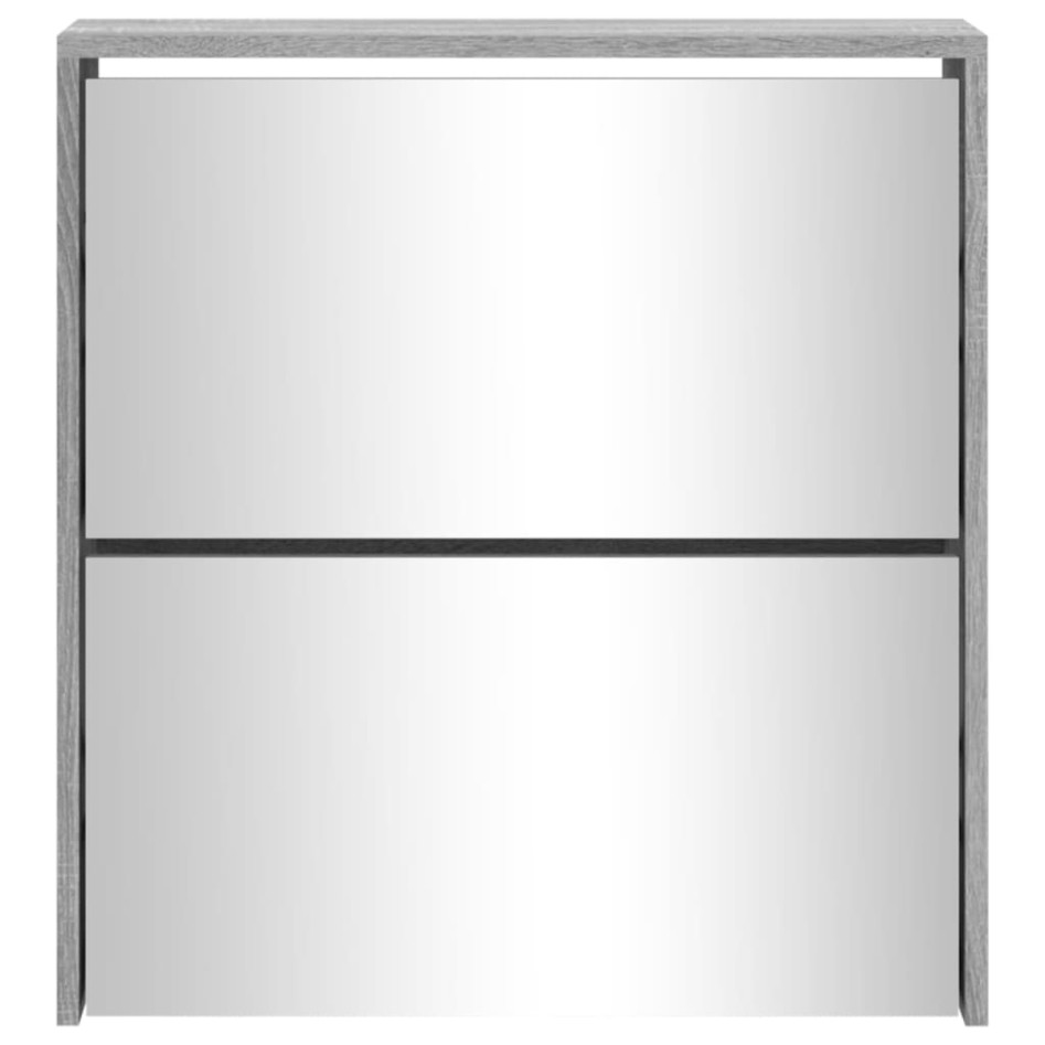 Mueble zapatero con espejo 2 niveles gris Sonoma 63x17x67