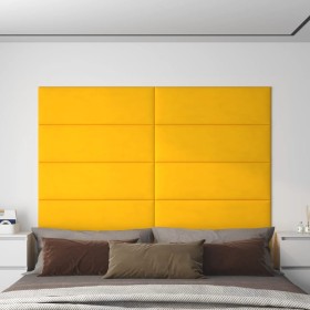 Paneles de pared 12 uds terciopelo amarillo 90x30 cm 3,24