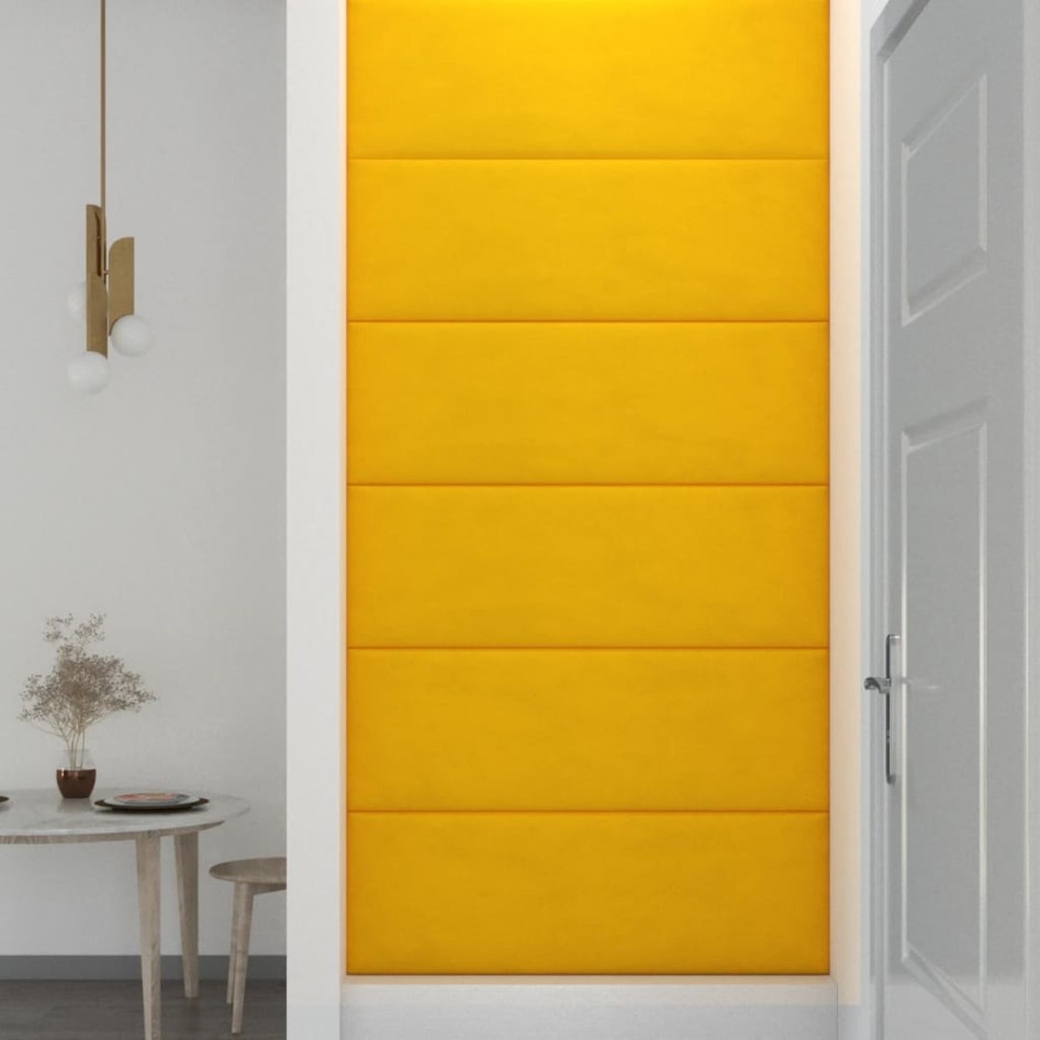 Paneles de pared 12 uds terciopelo amarillo 90x30 cm 3,24