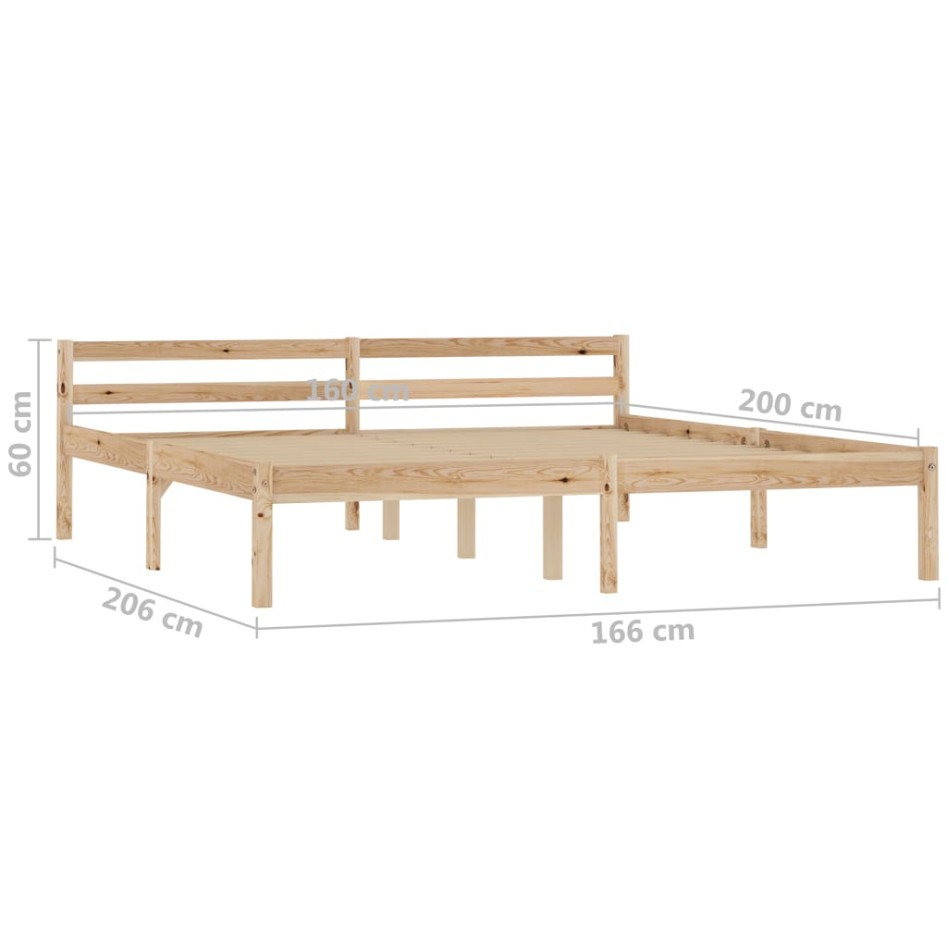 Estructura de cama de madera maciza de pino 160x200