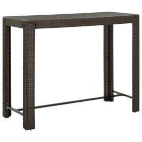 Mesa alta de jardín ratán sintético marrón 140,5x60,5x110,5