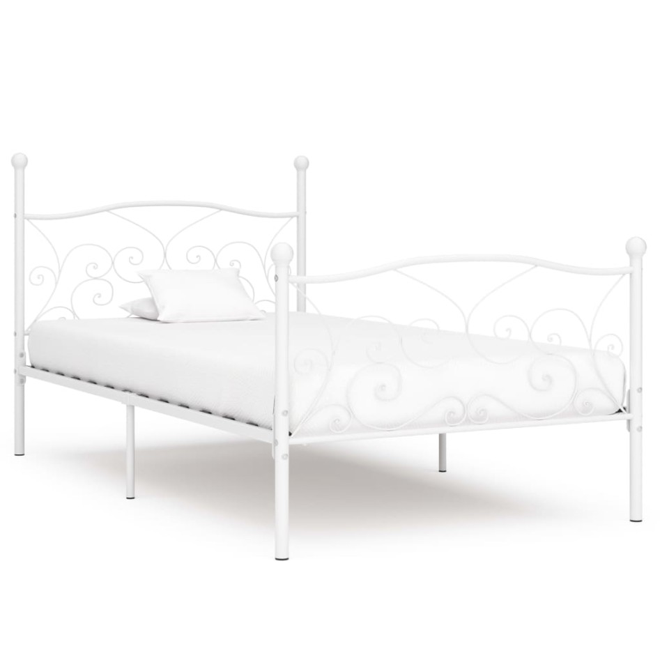 Estructura de cama con somier metal blanco 100x200
