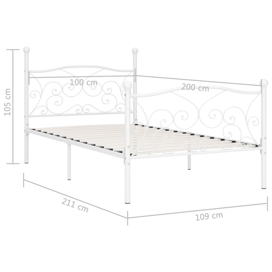Estructura de cama con somier metal blanco 100x200