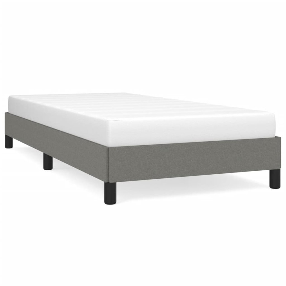 Estructura de cama sin colchón tela gris oscuro 90x200