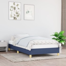 Estructura de cama sin colchón tela azul 90x190