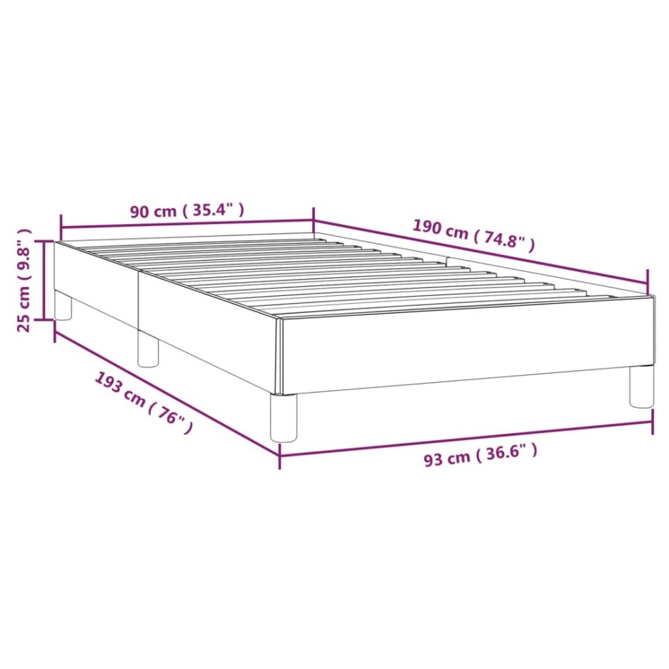Estructura de cama sin colchón tela azul 90x190