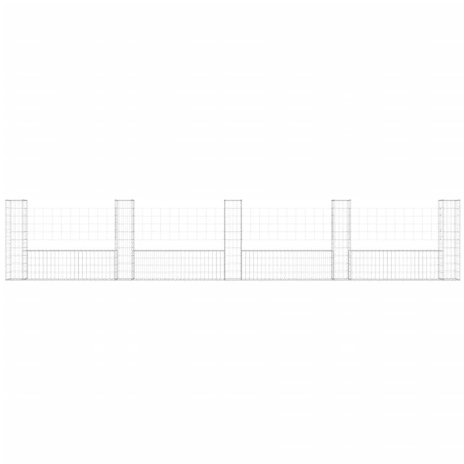 Cesta de gaviones forma de U 5 postes de hierro 500x20x100