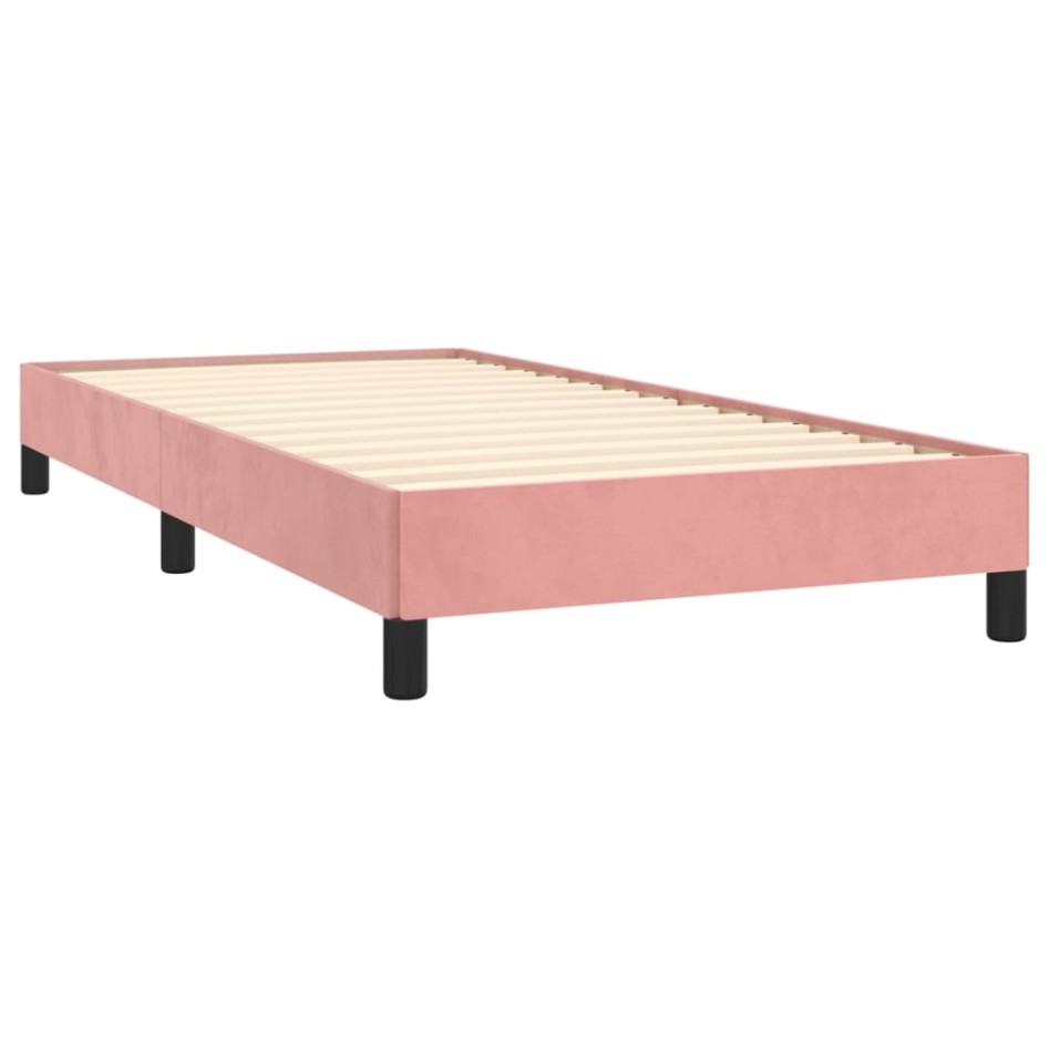 Estructura de cama sin colchón terciopelo rosa 80x200