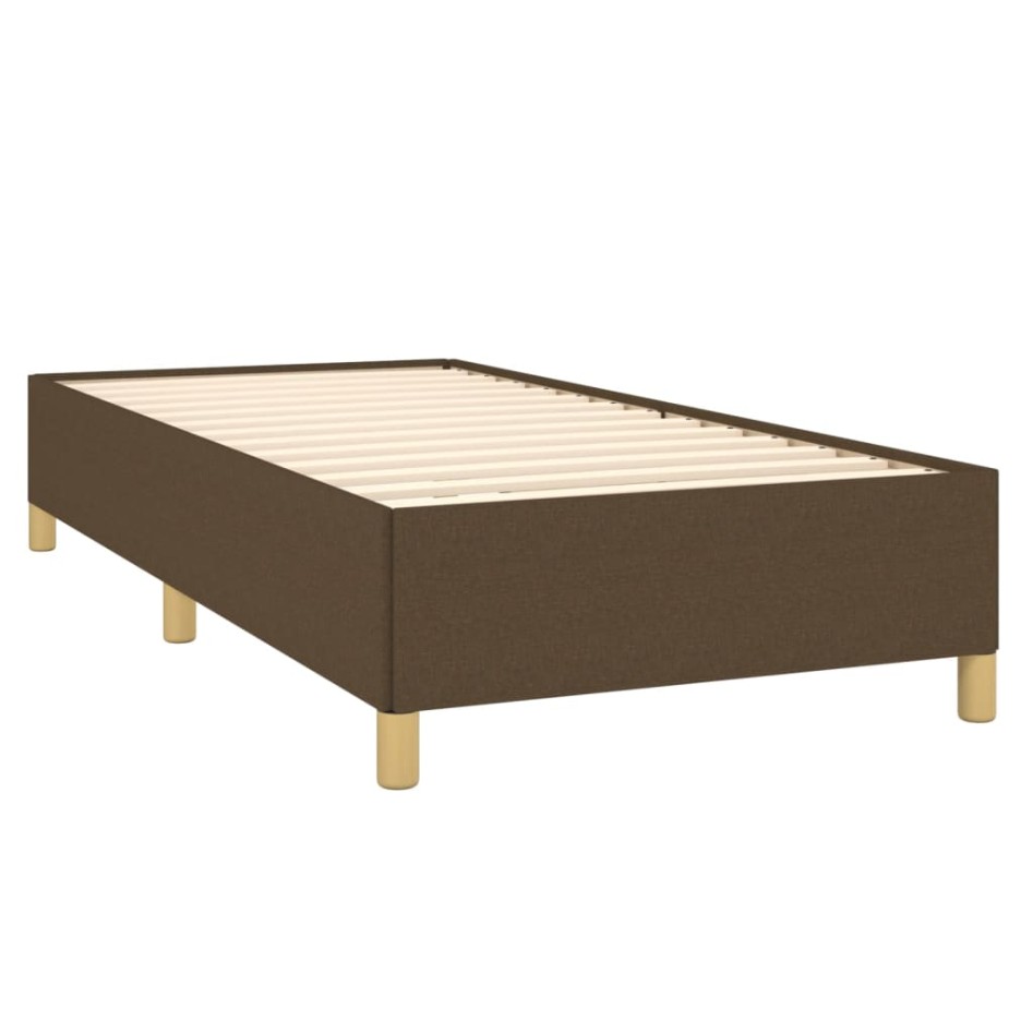 Estructura de cama sin colchón tela marrón oscuro 90x200