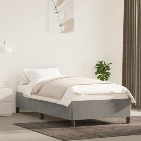 Estructura de cama sin colchón terciopelo gris claro 90x200