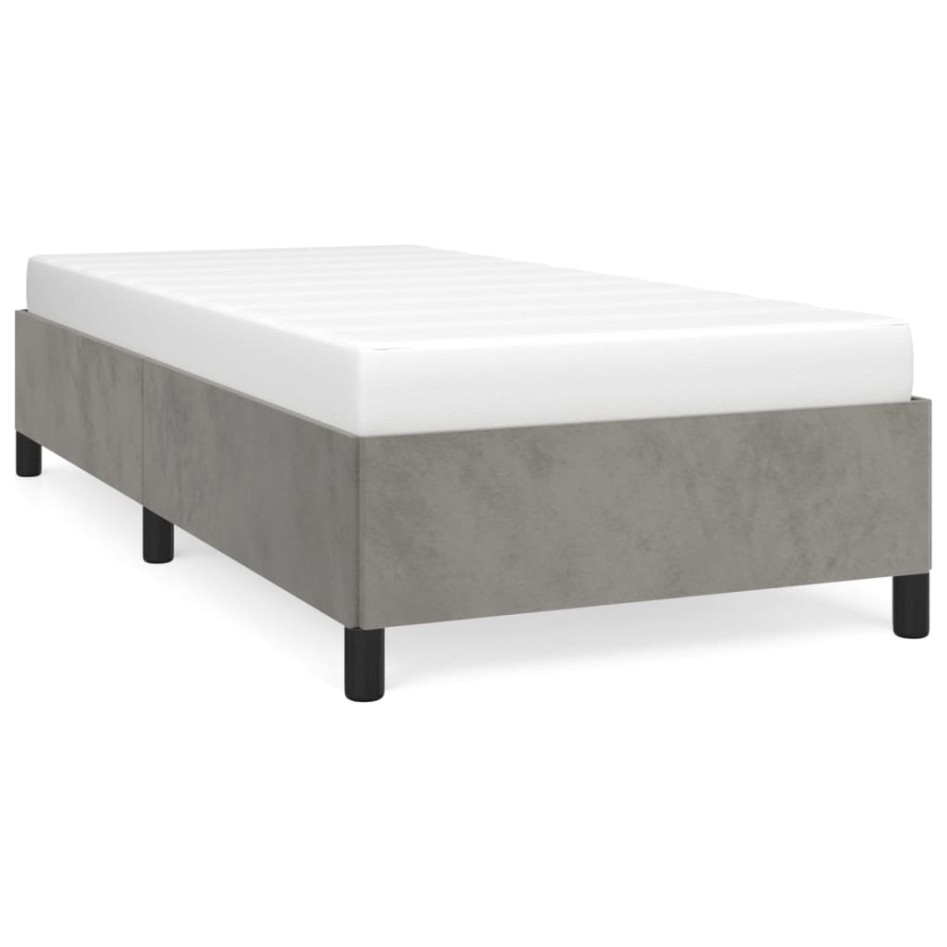 Estructura de cama sin colchón terciopelo gris claro 90x200