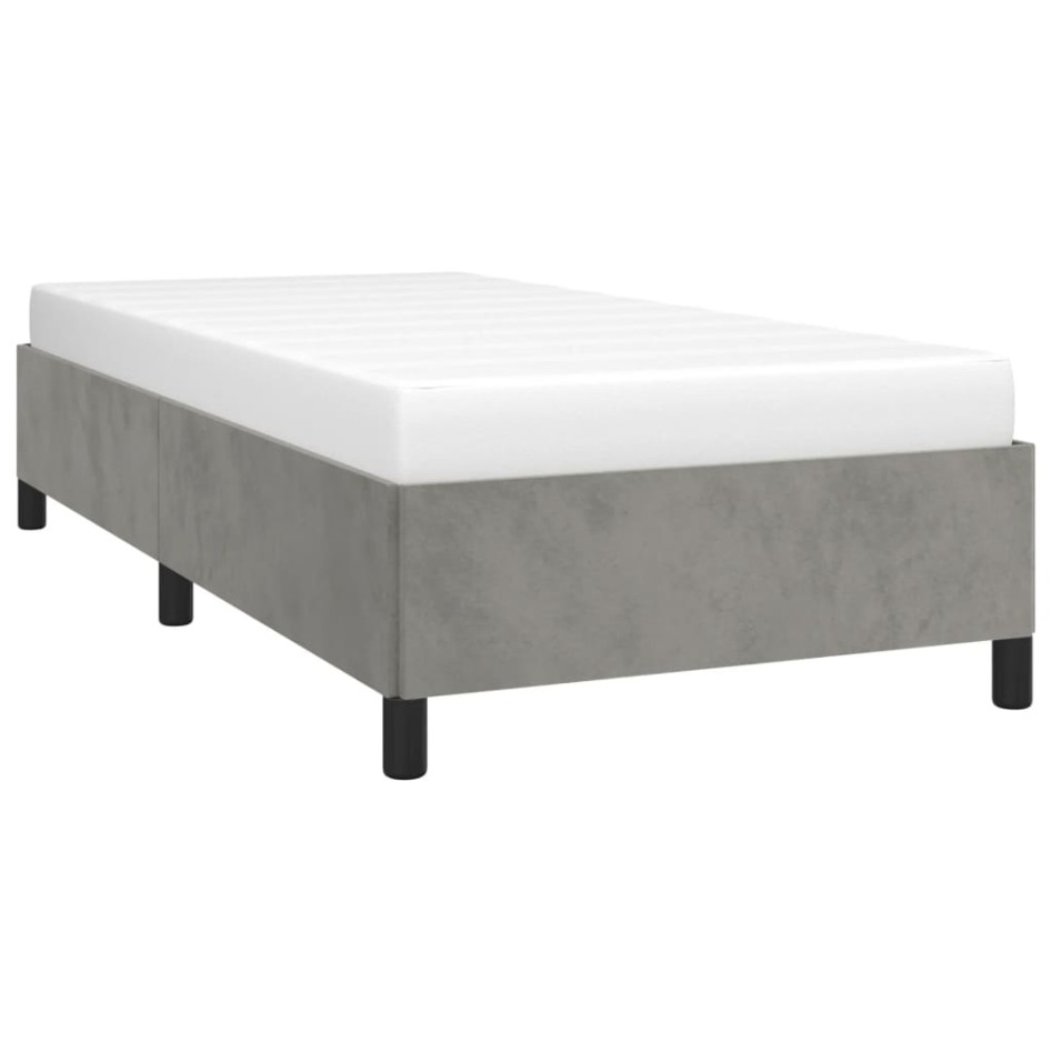 Estructura de cama sin colchón terciopelo gris claro 90x200