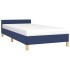 Estructura de cama con cabecero sin colchón tela azul 90x200