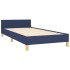 Estructura de cama con cabecero sin colchón tela azul 90x200