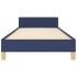 Estructura de cama con cabecero sin colchón tela azul 90x200