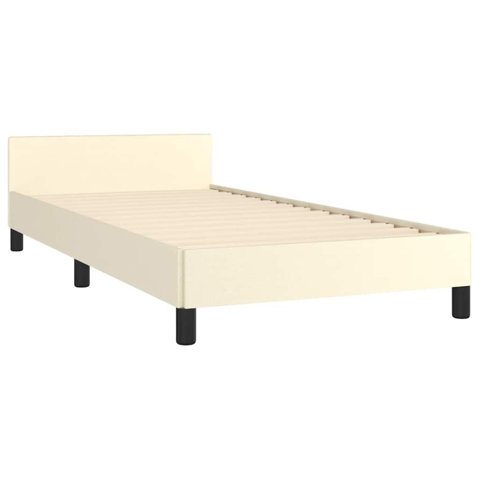 Estructura de cama con cabecero sin colchón crema 80x200