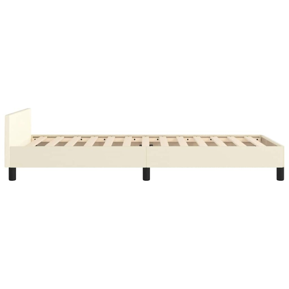 Estructura de cama con cabecero sin colchón crema 80x200