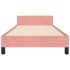 Cama con cabecero sin colchón terciopelo rosa 100x200