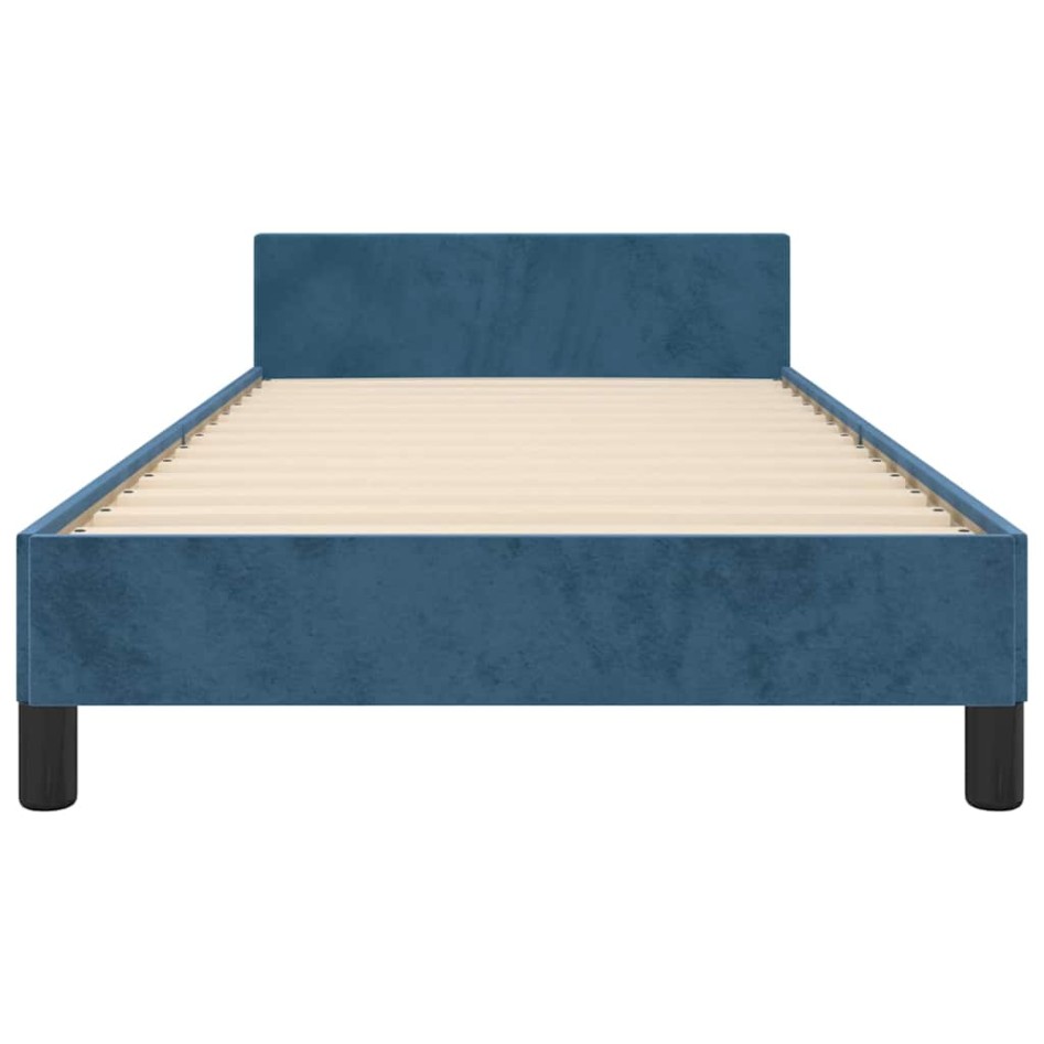 Estructura de cama sin colchón terciopelo azul oscuro 80x200