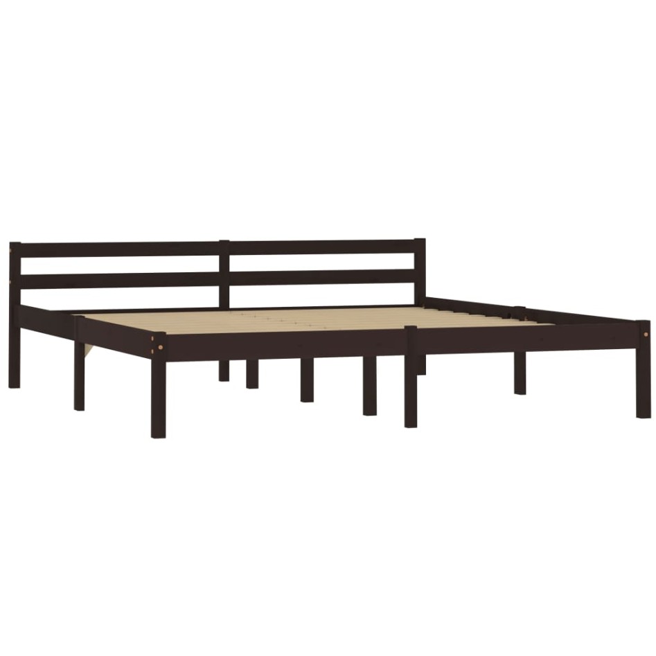 Estructura de cama madera maciza pino marrón oscuro 160x200