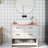 Encimera de baño madera maciza tratada marrón claro 100x60x2