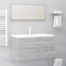 Set muebles de baño 2 piezas madera contrachapada gris