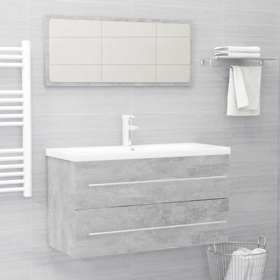 Set muebles de baño 2 piezas madera contrachapada gris