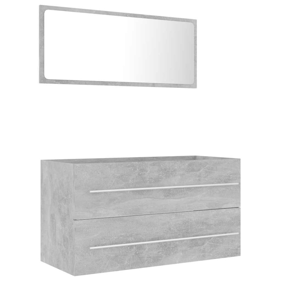 Set muebles de baño 2 piezas madera contrachapada gris