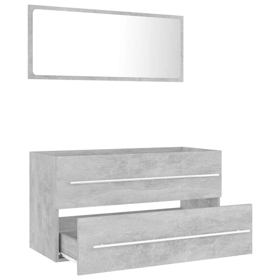 Set muebles de baño 2 piezas madera contrachapada gris