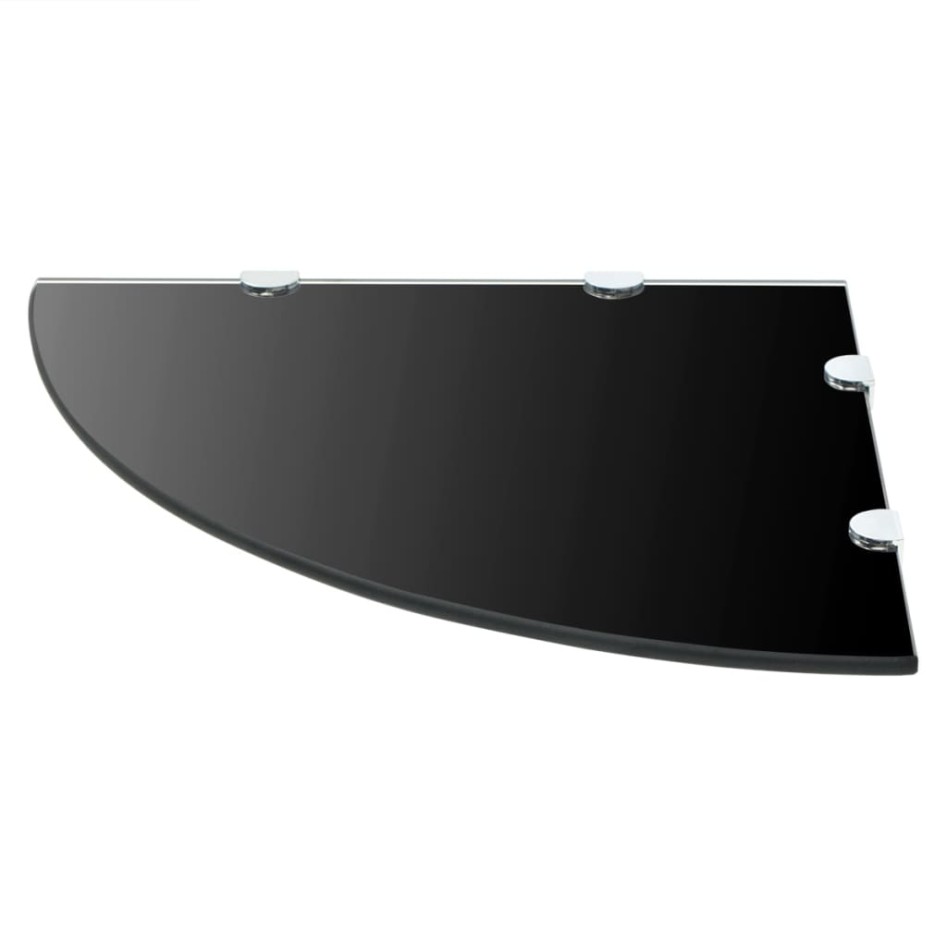 Estantes esquina 2 uds soportes cromados vidrio negro 45x45