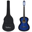 Guitarra clásica para principiantes con funda azul 4/4 39