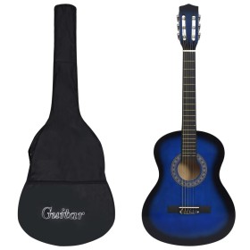 Guitarra clásica para principiantes con funda azul 3/4