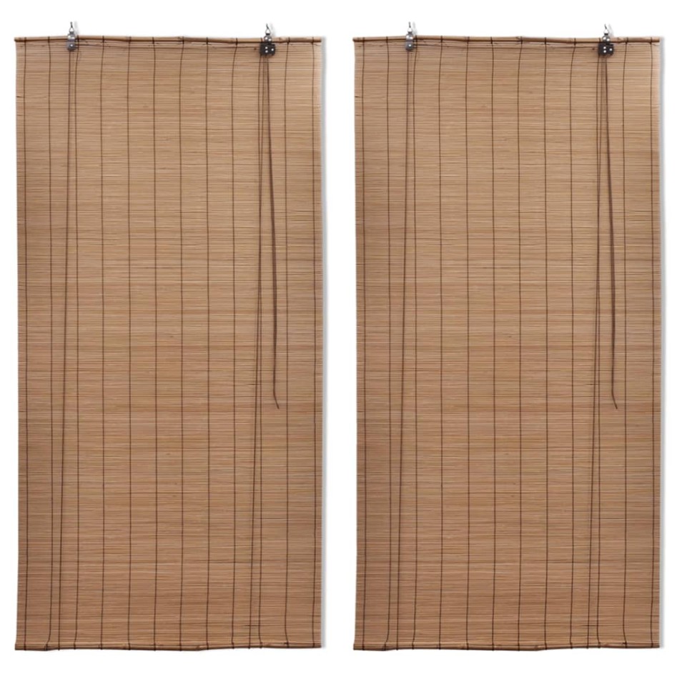 Estor enrollable de bambú 2 unidades marrón 120x220