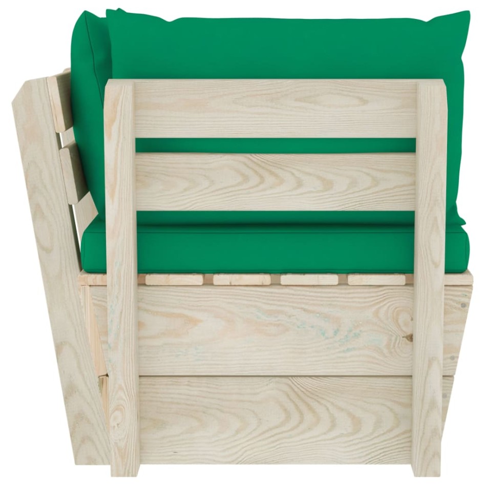 Sofá de esquina de palets de jardín cojines abeto