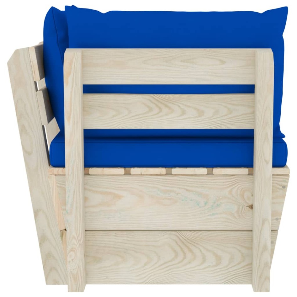 Sofá de esquina de palets de jardín cojines abeto