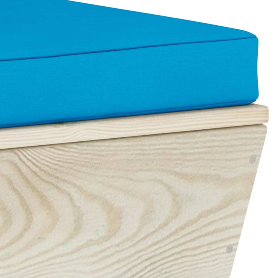 Sofá central de palets jardín cojines madera abeto